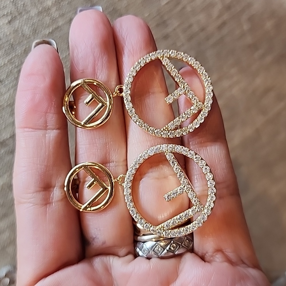 F Earrings w/Zirconia